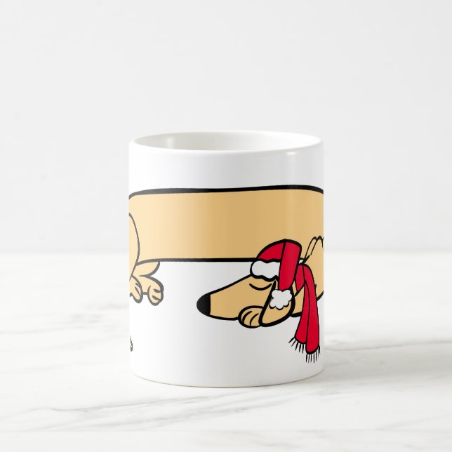 Café Caneca de Natal Cachorro Dachshund Dormindo (Centro)