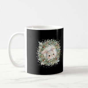Café Caneca de Natal Coelho Espiando pela Coroa