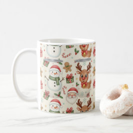 Café Caneca de Natal com Animais Fofos da Floresta