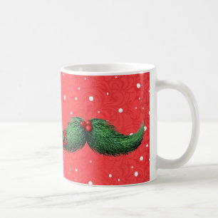 Café Caneca de Natal com bigode e Feliz Natal