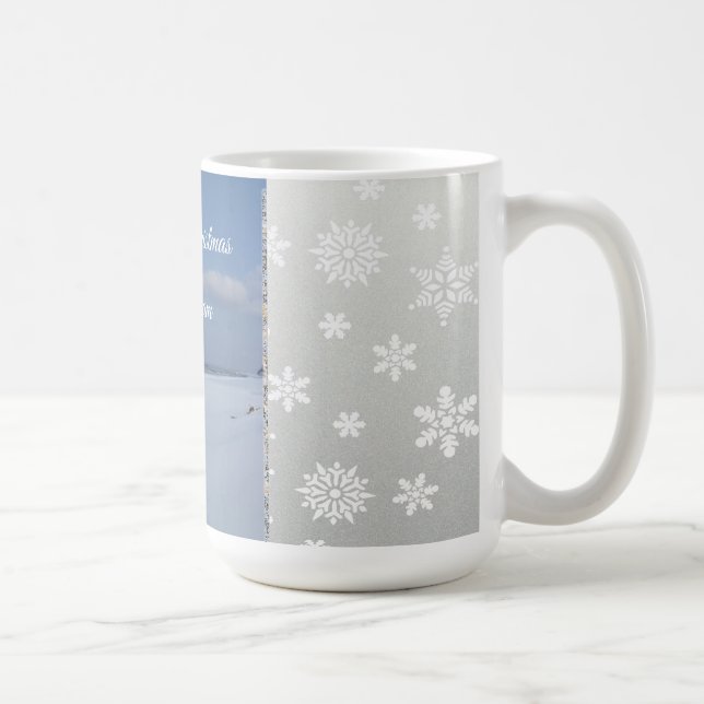 Café Caneca de Natal com Monograma – Flocos de Neve (Direita)