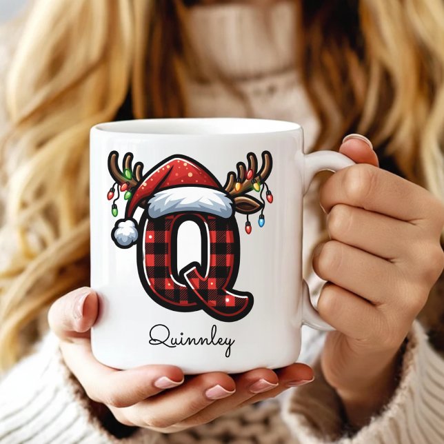 Café Caneca de Natal com Monograma Personalizado de Pre (Cute Personalized Christmas Mug – Festive Thank You Gift for Teachers & Coworkers)