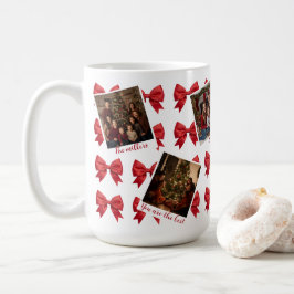 Café Caneca de Natal com Múltiplas Fotos e Laços Vermel