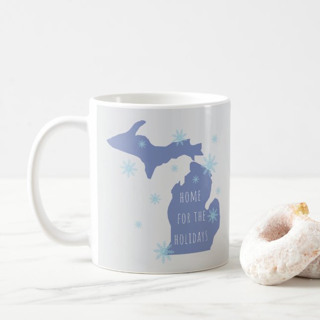 Café Caneca de Natal com Nome Personalizado de Michigan (Com Donut)