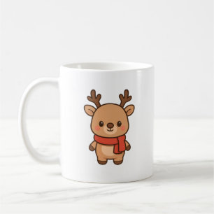 Café Caneca de Natal com Rena Fofa e Cachecol