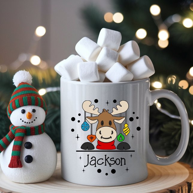 Café Caneca de Natal da Rena para Crianças com Nome (Criador carregado)