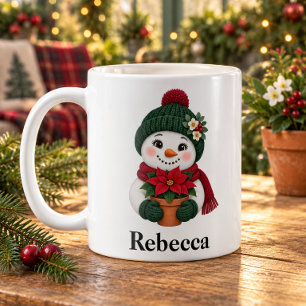 Café Caneca de Natal da Snowgirl Jardineira Personaliza