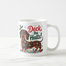 Café Caneca de Natal Dachshund – Deck the Halls Feriado