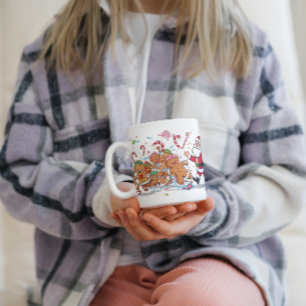Café Caneca de Natal Dança do Papai Noel e Biscoito