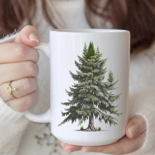 Café Caneca de Natal de Árvore de Pinheiro Minimalista 