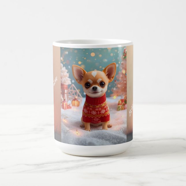 Café Caneca de Natal de Chihuahua Fofo | Presente de Fé (Centro)
