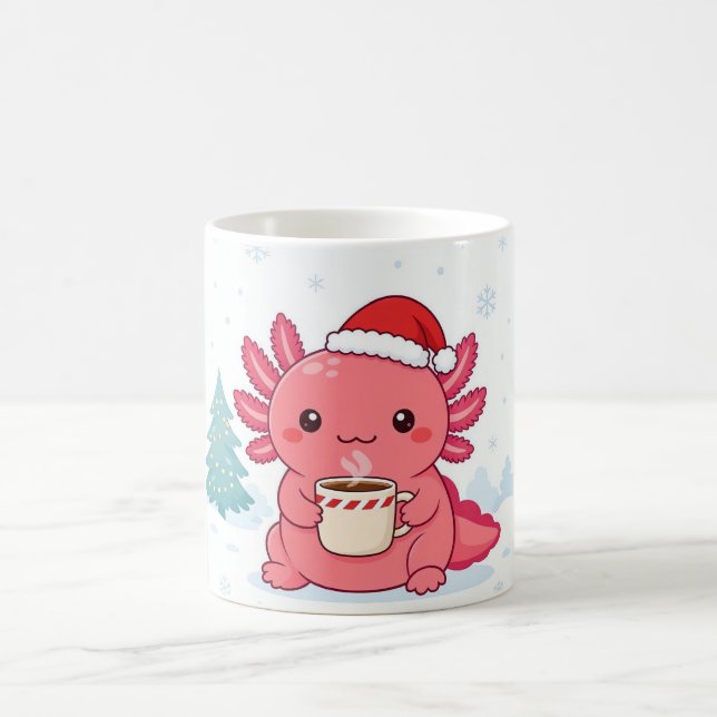 Café Caneca de Natal de Duas Cores Cute Kawaii Axolotl (Centro)