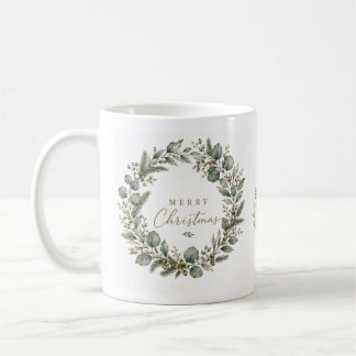 Café Caneca de Natal de Eucalipto Botânico Elegante