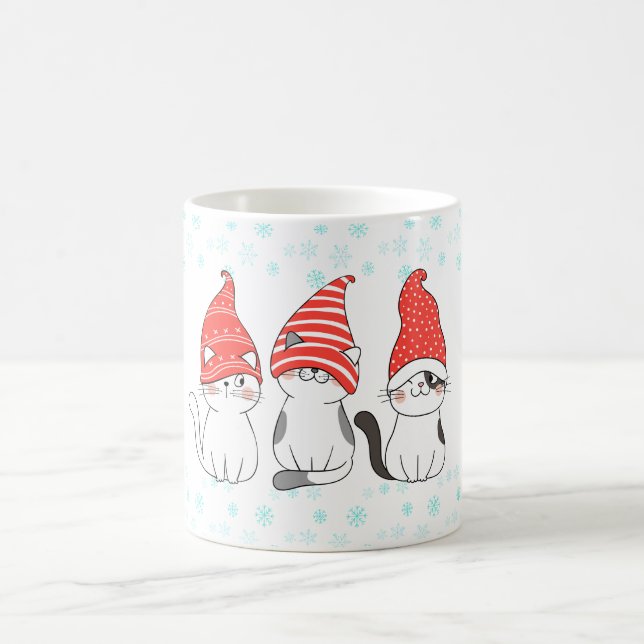 Café Caneca de Natal de Gatinho Fofo Meowy (Centro)