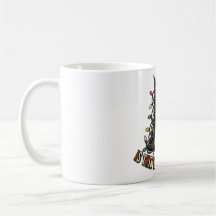 Caneca de Natal de Gato Preto Engraçada Festiva o