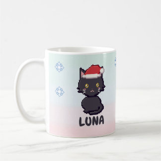Café Caneca de Natal de Gato Preto Personalizada