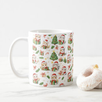 Café Caneca de Natal de Gatos Santa Fofos