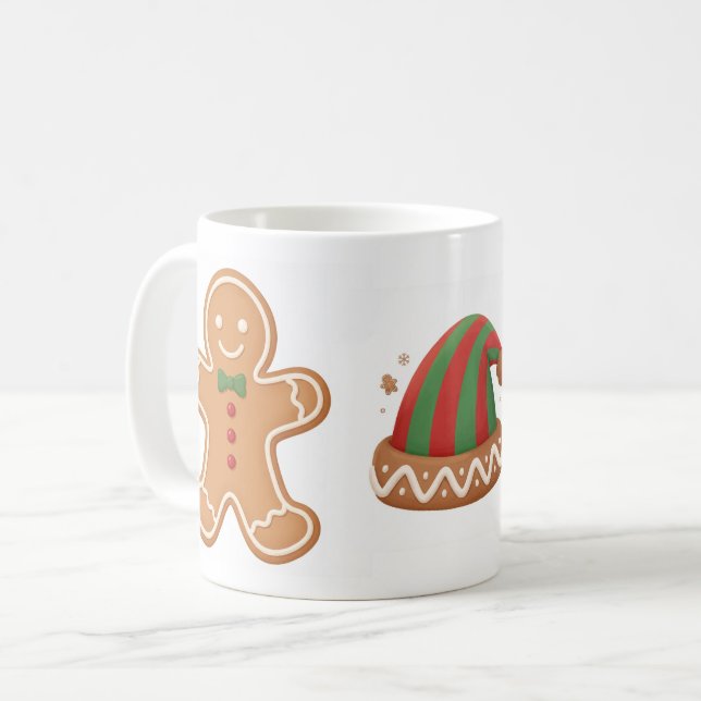 Café Caneca de Natal de Gengibre e Chapéu de Elfo Festi (Frente Esquerda)