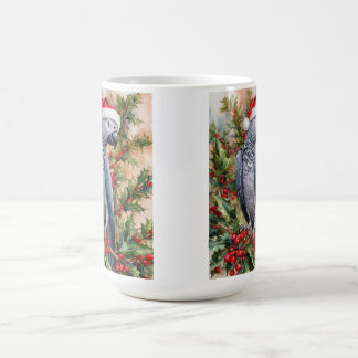 Café Caneca de Natal de Papagaio Cinzento Africano