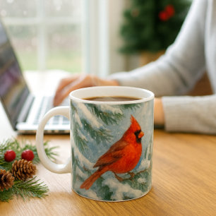 Café Caneca de Natal de Pássaro Cardinal da Floresta