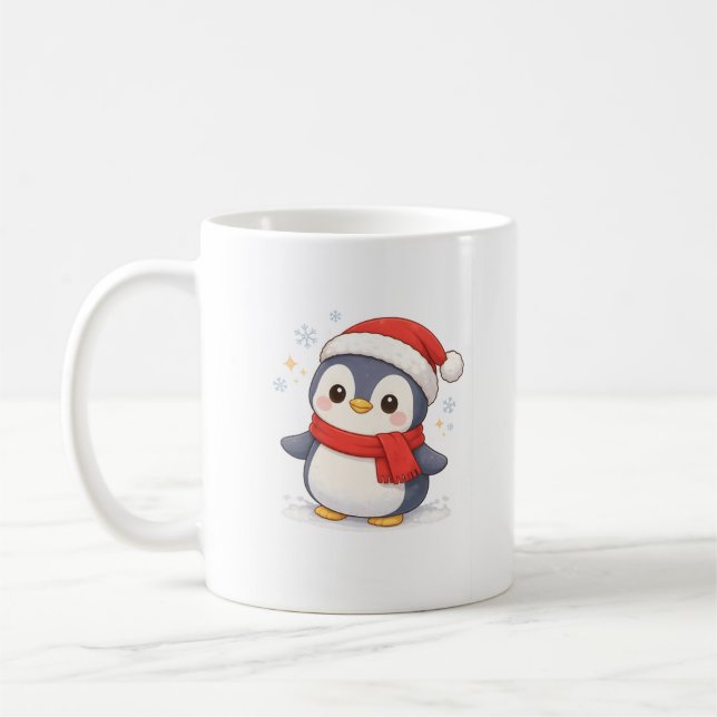 Café Caneca de Natal de Pinguim Fofa – Kawaii (Esquerda)