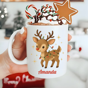 Café Caneca de Natal de Renas Caprichosas Personalizada