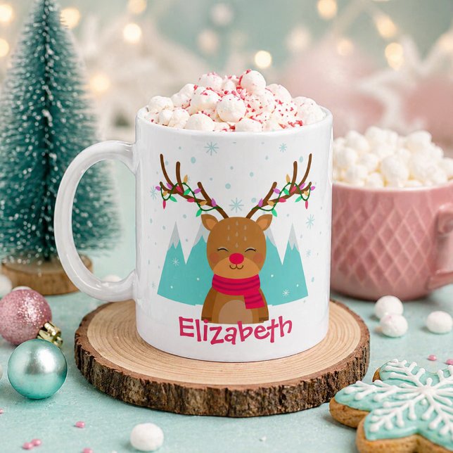 Café Caneca de Natal de Renas Fofas para Crianças (Colorful Christmas Mug)