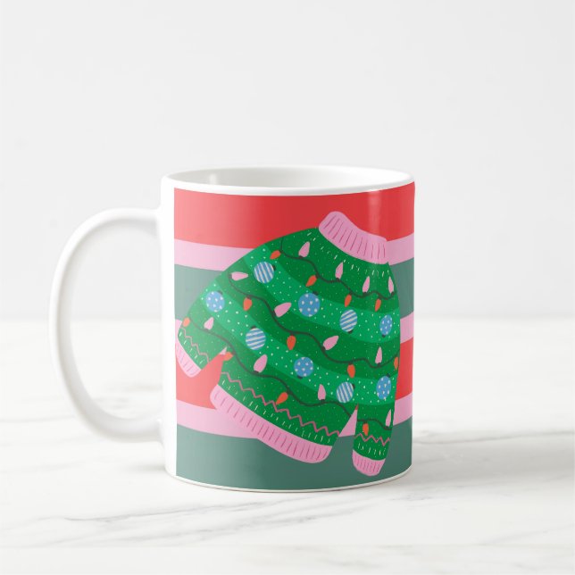 Café Caneca de Natal de Suéter Feio Fofa (Esquerda)