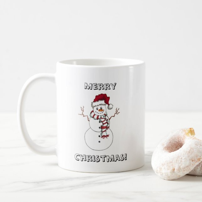 Café Caneca de Natal do Boneco de Neve (Com Donut)