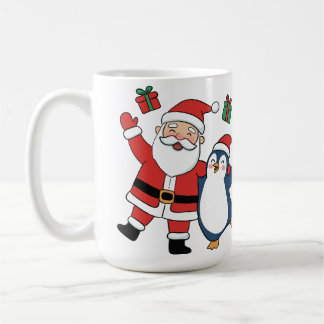 Café Caneca de Natal do Papai Noel e Pinguim Fofa