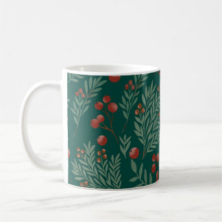 Café Caneca de Natal Elegante com Frutas Vermelhas