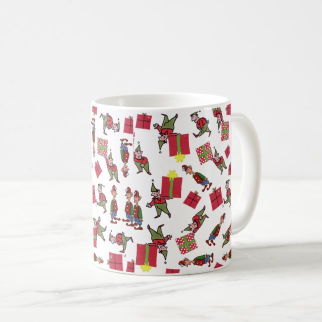 Café caneca de Natal Elves (Frente Esquerda)