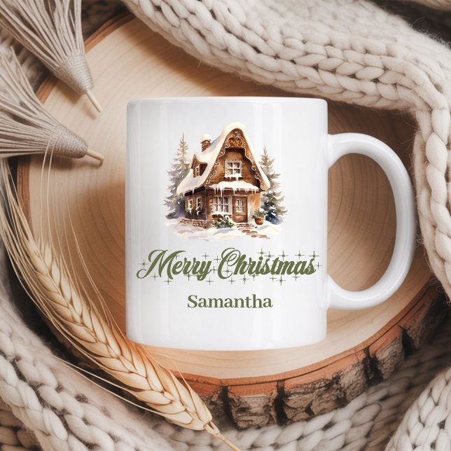 Café Caneca de Natal em Pastel Terroso com Nome Persona (Earthy Pastel Christmas Mug Personalized Name)