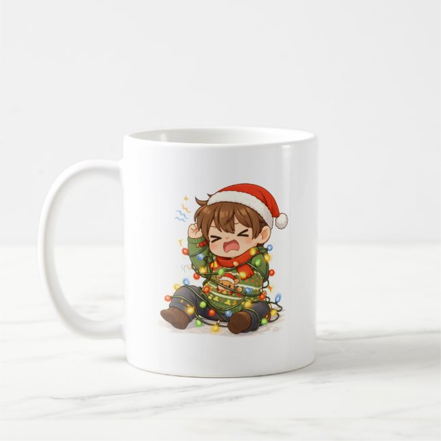 Café Caneca de Natal Engraçada para Menino (Esquerda)