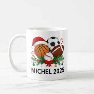 Café Caneca de Natal Esportivo 2025 Nome Personalizad