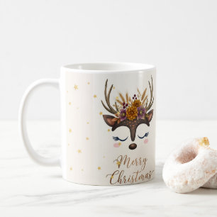 Café Caneca de Natal Floral Rena Fofa