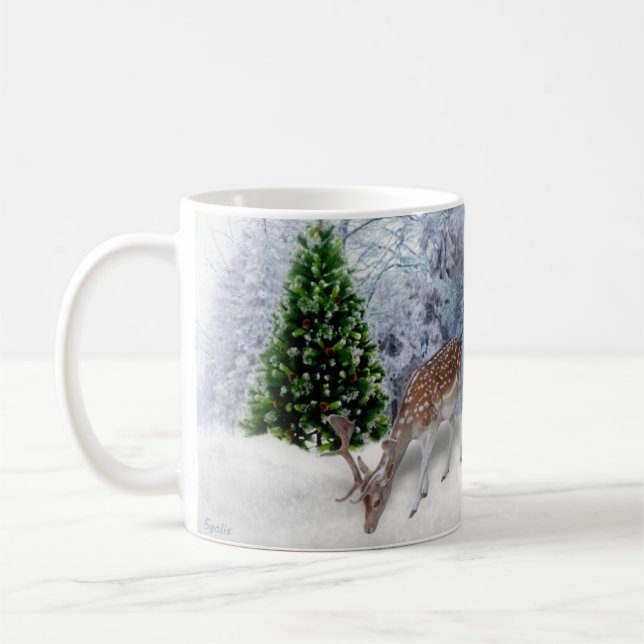 Café Caneca de Natal Floresta Pacífica com Veados (Esquerda)