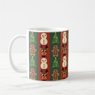 Café Caneca de Natal Fofo Ícones Retro
