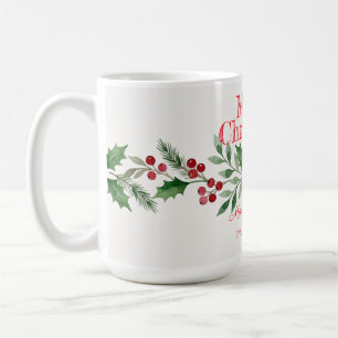 Café Caneca de Natal Holly Berry Feita Com Amor