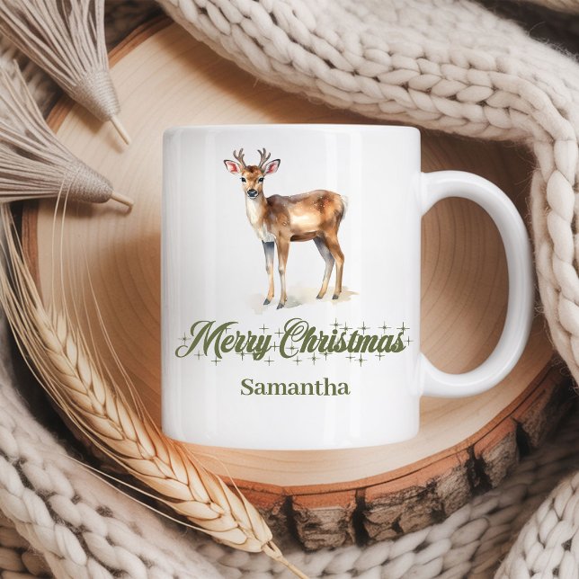 Café Caneca de Natal Minimalista com Nome Personalizado (Custom Name Minimalist Christmas Mug Gift)