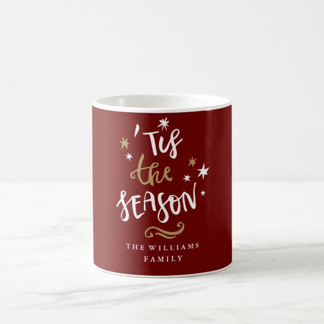 Café Caneca de Natal Modern Red Gold 'Tis The Season (Centro)