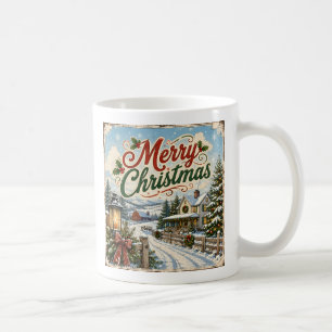 Café caneca de natal paisagem vintage