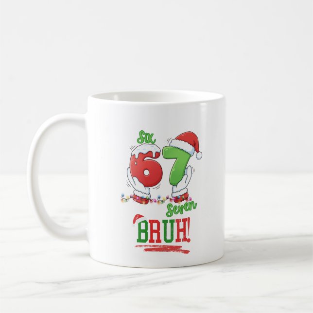 Café Caneca de Natal para Adolescente Meme Six Seven (Esquerda)