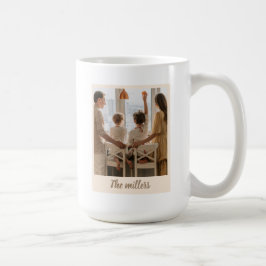 Café Caneca de Natal Personalizada com Foto e Laço Bege