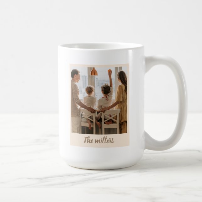 Café Caneca de Natal Personalizada com Foto e Laço Bege (Direita)