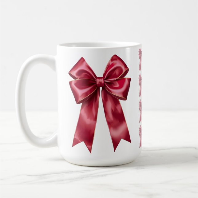 Café Caneca de Natal Personalizada com Foto e Laço Verm (Esquerda)