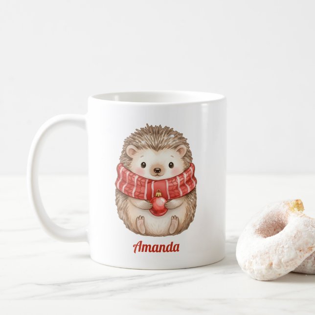 Café Caneca de Natal Personalizada comouriço Fantasioso (Com Donut)