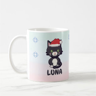 Café Caneca de Natal Personalizada de Gato Smoking