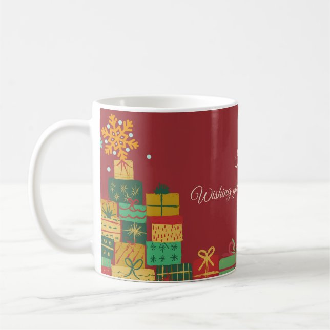Café Caneca de Natal Personalizada – Design Aconchegant (Esquerda)