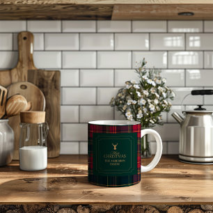 Café Caneca de Natal Personalizada Família com Xadrez E